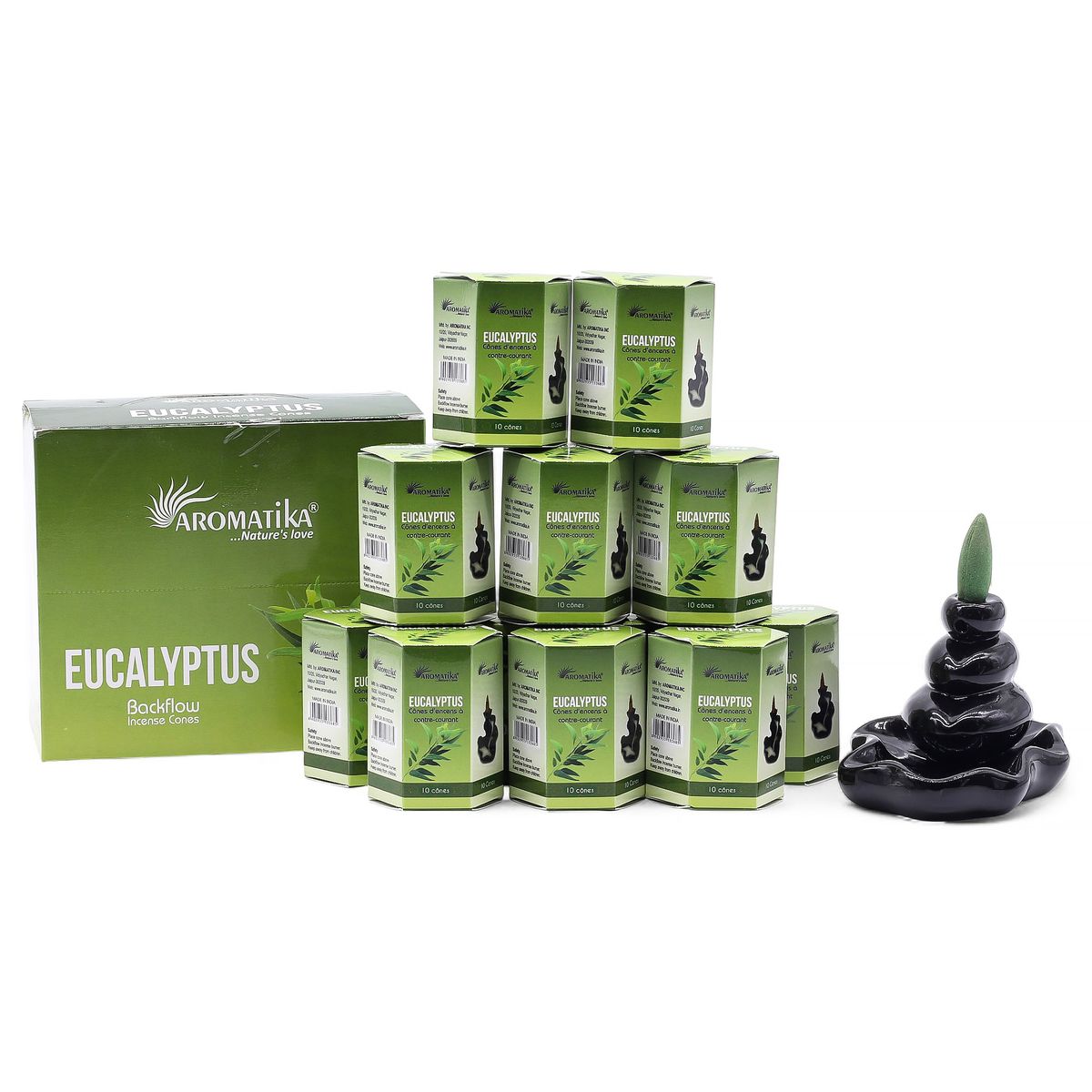 Pack of 10 Masala Backflow Incense - Eucalyptus