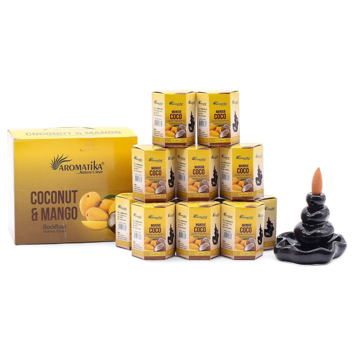 Pack of 10 Masala Backflow Incense - Coconut & Mango