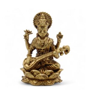 Brass Miniature Gods - Sarswati (22gms) - 34mm