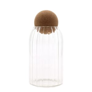 Cottage Cork-Ball Glass Jar -  Ribbed - 15cm