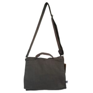 Cotton Canvas Laptop Messenger Bag - Charcoal