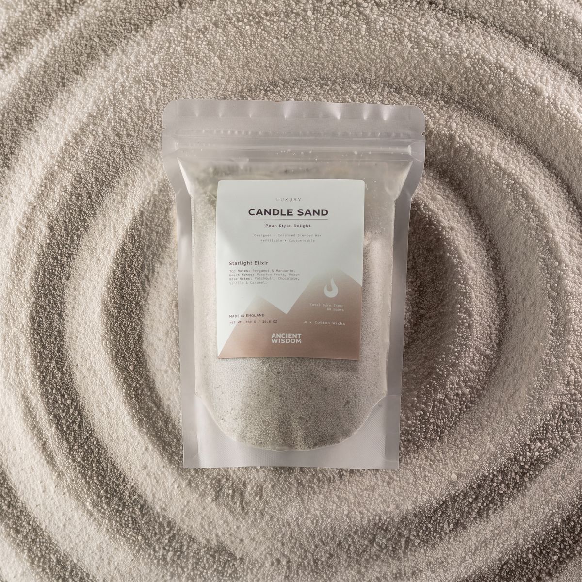Fragranced Candle Sand - White - Starlight Elixir - 300g