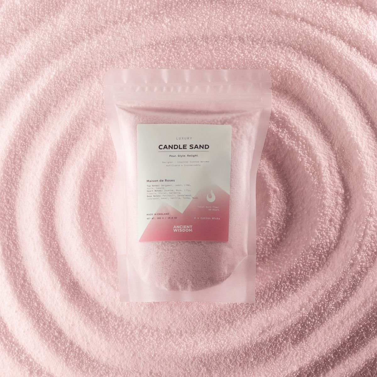Fragranced Candle Sand - Dusty Rose - Maison de Roses - 300g
