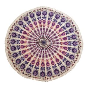 Small Mandala Roundie Cotton Art (130cm) - Peacock Purples