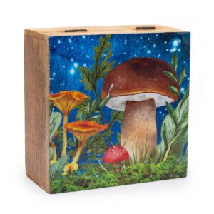 Big Square Box 15x17.5x8cm - Mushroom Design Teal
