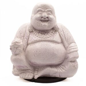 Laughing Buddha Lamp Lavender Crackle - Round Stand
