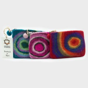 Natural Felt Zipper Pouches - Psychedelic