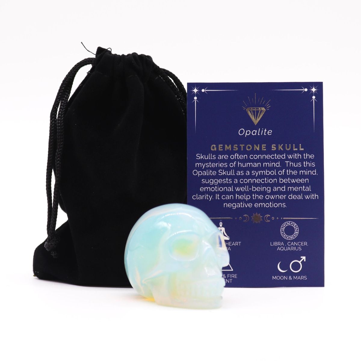 Gemstone Lrg Skull - Opalite