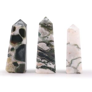 Gemstone Obelisk Point approx 5cm - Moss Agate