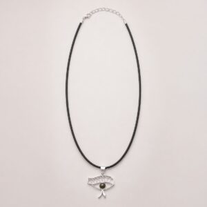 Indian Devotional Pendant - Silver Plated (45cm Cord)- Cleopatra Eye - Iolite