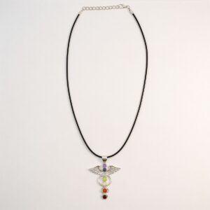 Indian Devotional Pendant - Silver Plated (45cm Cord)- Angel Chakra