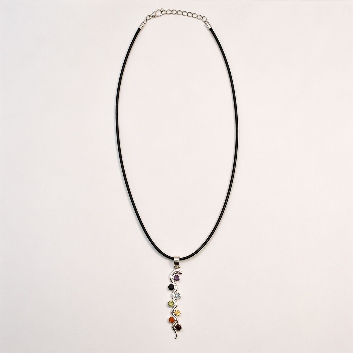 Indian Devotional Pendant - Silver Plated (45cm Cord)- Snake Chakra