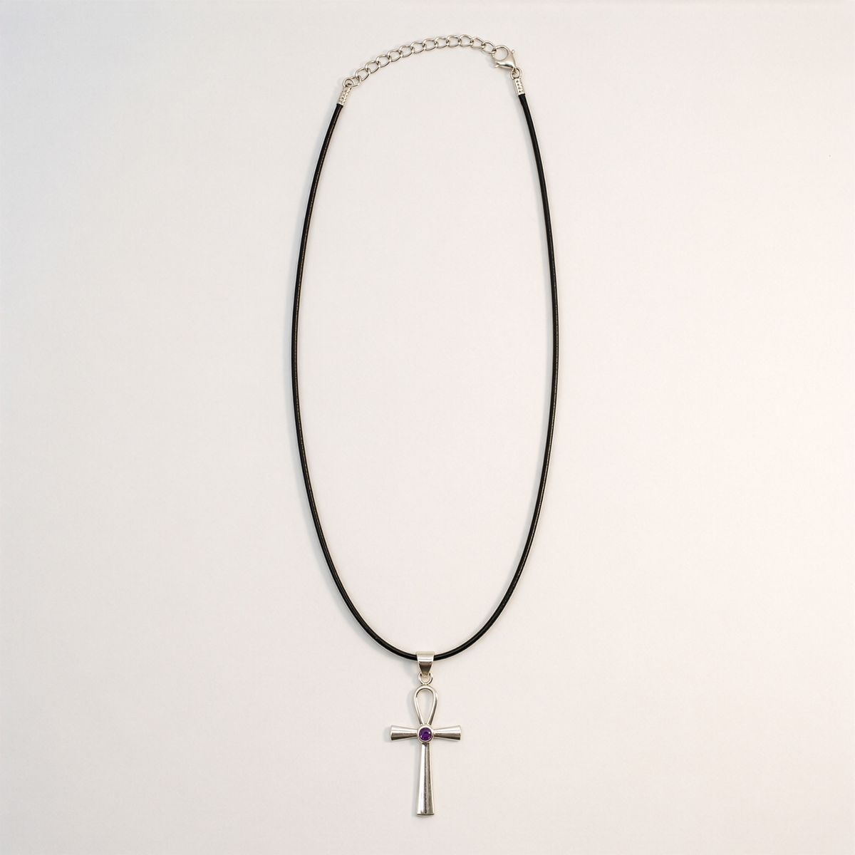 Indian Devotional Pendant - Silver Plated (45cm Cord)- Ankh Symbol of Eternal Life