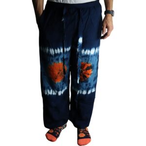 Japanese Style Lounge Pants - Teal & Orange - L