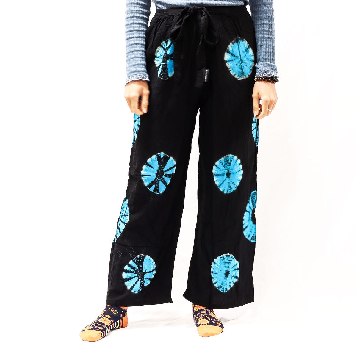 Japanese Style Lounge Pants - Black & Blue - L