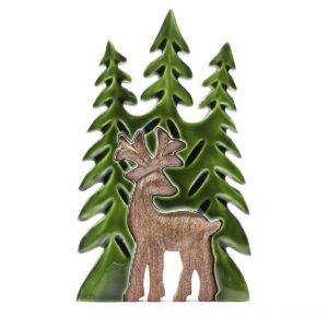 Lost in the Forrest -  Stag in the Forrest 3D Wooden Decoration - 25x15cm