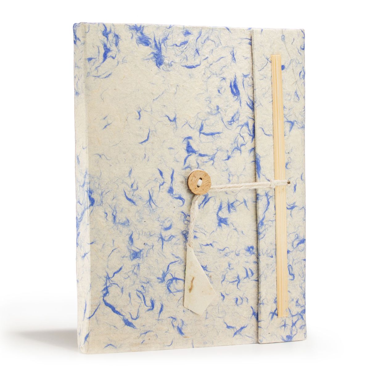 Lokta Mixed Blue Cotton Notebook – Large (21x15cm) – 45 Leaves – Includes Bookmark