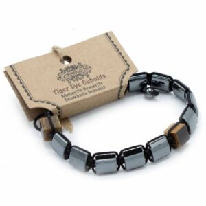 Magnetic Hematite Shamballa Bracelet - Tiger Eye Cuboids