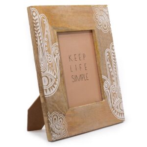 Lrg Mango Wood Picture Frame (for 13x18cm) 28x23x2cm - Hamsa - White