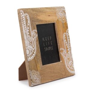 Med Mango Wood Picture Framel (for 10x15cm) 26x20x2cm - Hamsa - White