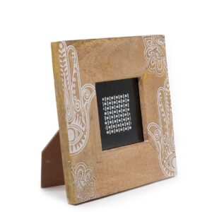 Small Mango Wood Picture Framel (for 10x10cm) 20x20x2cm- Hamsa - White
