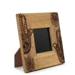 Small Mango Wood Picture Framel (for 10x10cm) 20x20x2cm - Hamsa - Black