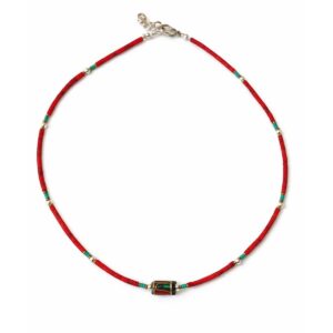 Nepalese Extra Fine Gem Necklace - Coral Tribal Bead