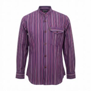 Nomad Sari Grandad Shirt - Black Purple - Medium