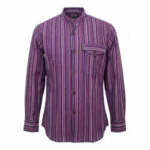 Nomad Sari Grandad Shirt - Black Purple - Large