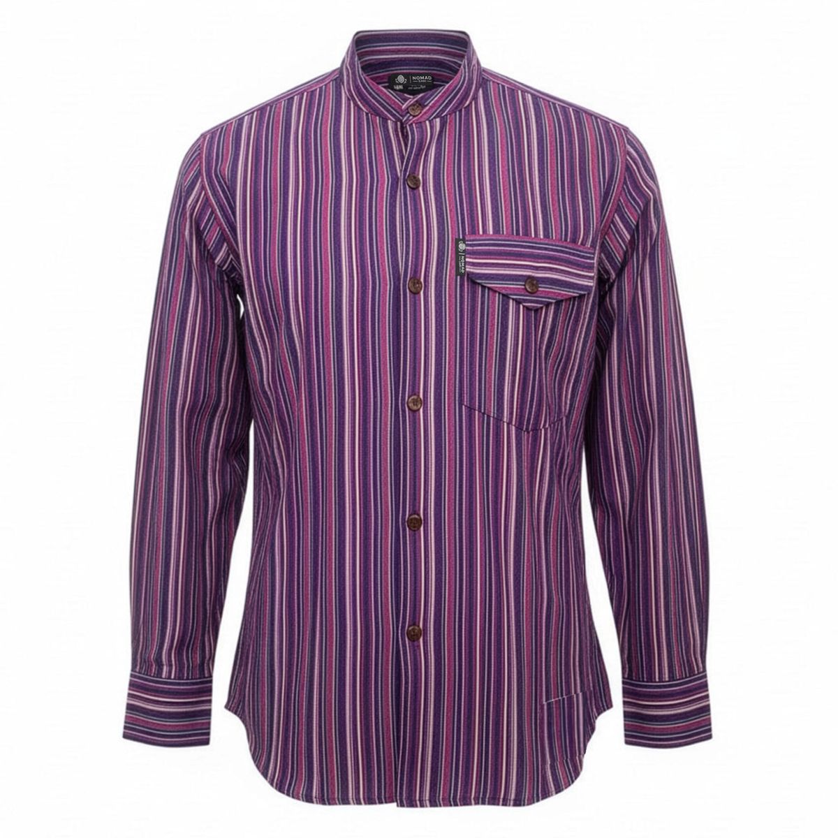 Nomad Sari Grandad Shirt - Black Purple - XL