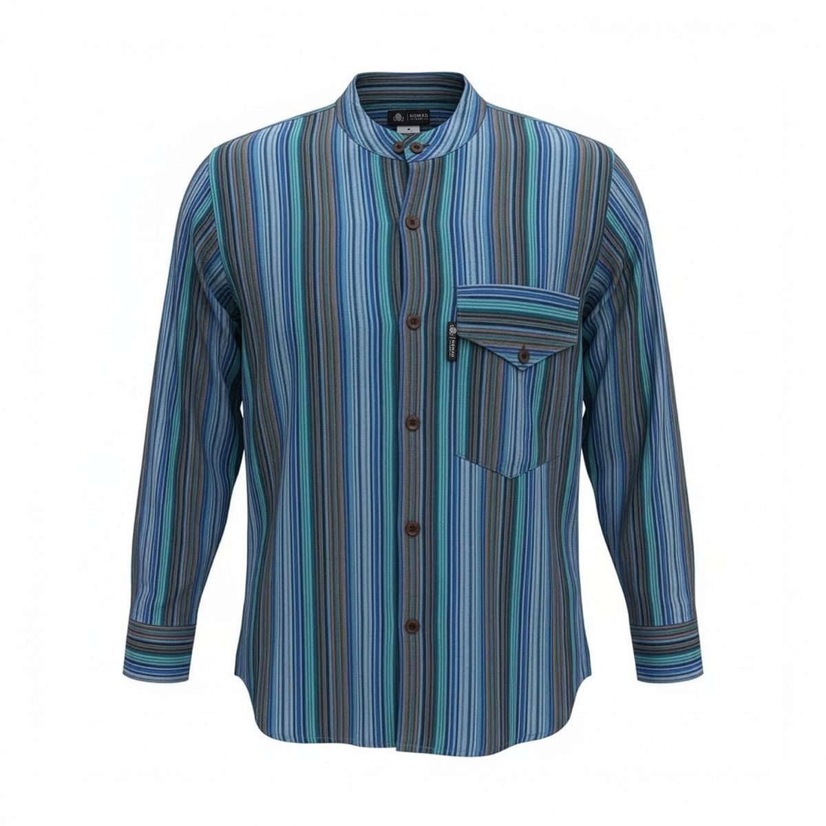 Nomad Sari Grandad Shirt - Turquoise - Medium