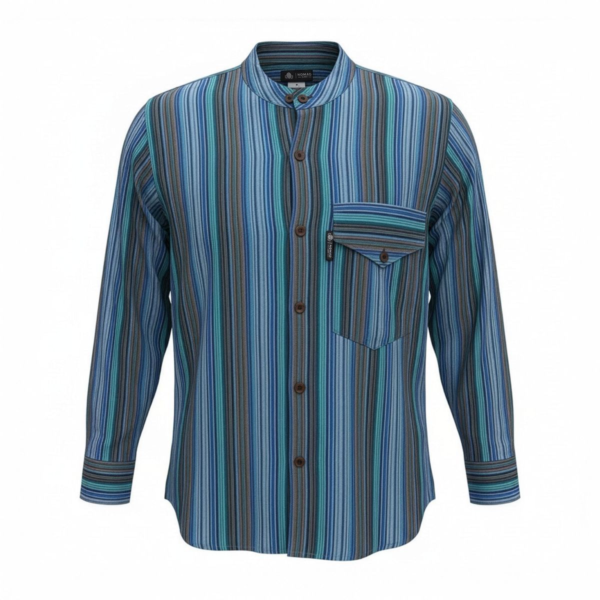 Nomad Sari Grandad Shirt - Turquoise - Large