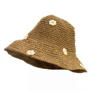 Nomad Sari Floppy Straw Sun Hat - Coffee & Daisies