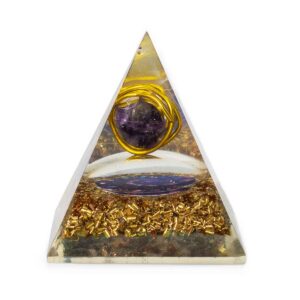 Med Organite Pryamids 7x6cm - Wrapped Amythist - Copper Chips
