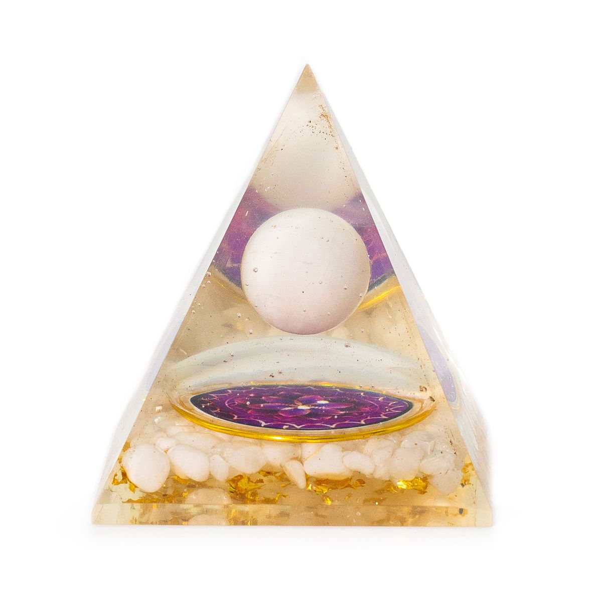 Med Organite Pryamids 7x6cm - Floating Quatz Sphere - Quatz Chunks