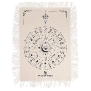 Ancient Witch Pendulum Divination Cloth - All Seeing Eye - Natural & Black