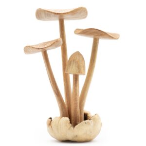 Handmade Parasite Wood Art Carving - Set of 4 Large Mushrooms