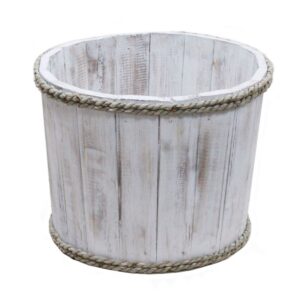 Small Wooden Storage Tub – Whitewash