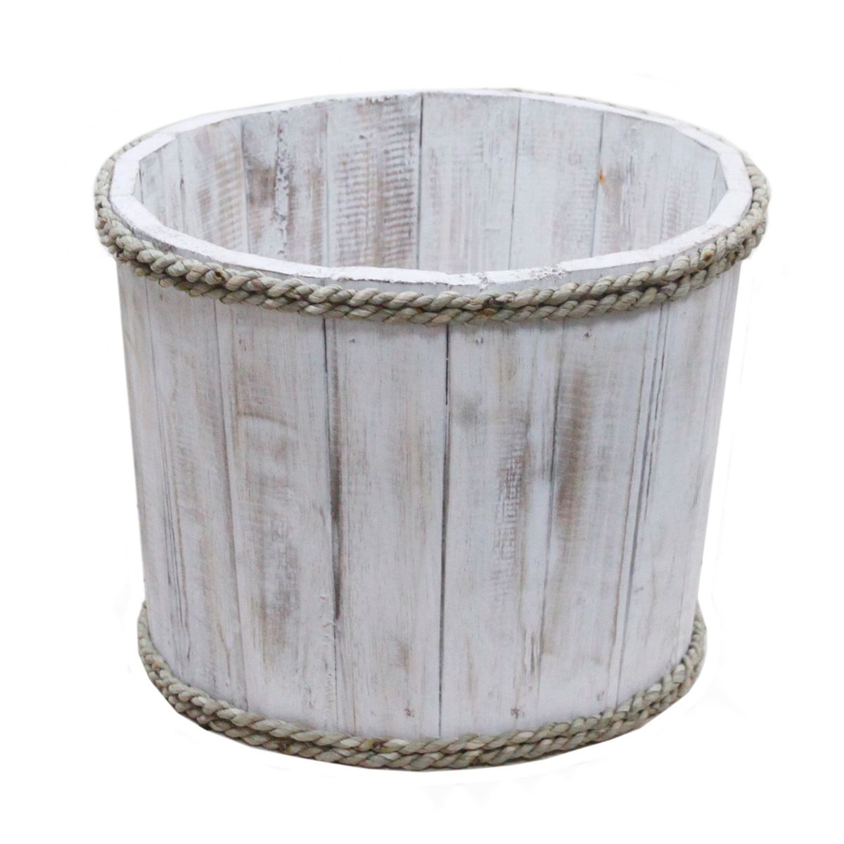 Small Wooden Storage Tub – Whitewash
