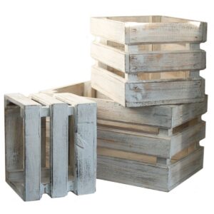 Wooden Storage Crates – Whitewash (Set of 3)