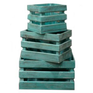 Wooden Storage Crates – Greenwash (Set of 3)
