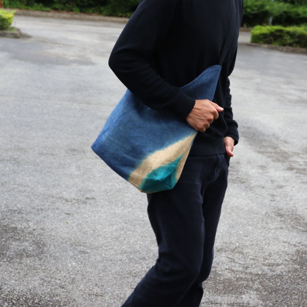 Soft Blend Shoulder Tote - Denim Blue