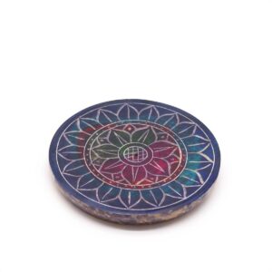 Soapstone Disc Incense Holder - Lotus in Lotus