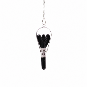 Angel Pendulum with Ring- Black Agate