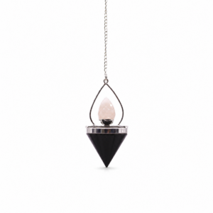 Gemstone Lantern of Life Pendulum - Black Agate & Rose Quartz