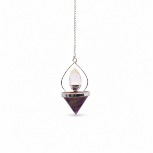Gemstone Lantern of Life Pendulum - Amethyst & Rock Quartz