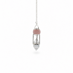 The Heart Whisperer- Double Power Pendulum - Rose Quartz Globe - Clear Quartz Double Terminated