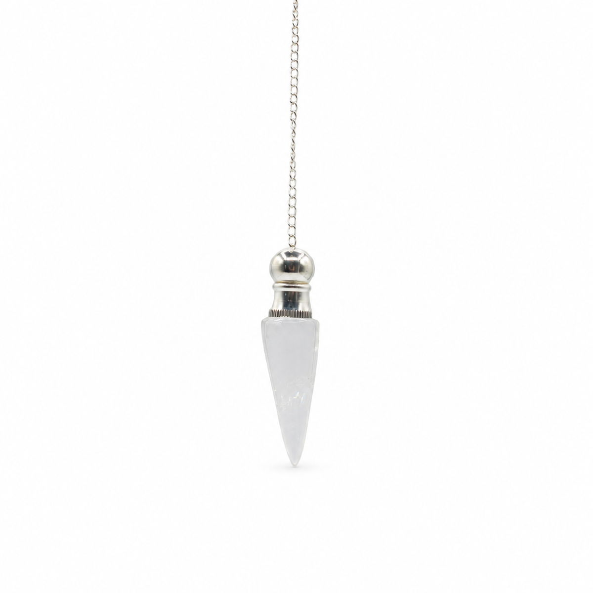 Secret Cavity Discovery of Truth Pendulum - Clear Quartz - Silver Plated