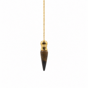 Secret Cavity Discovery of Truth Pendulum - Tiger Eye - Gold Plated