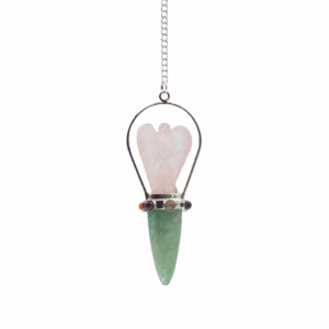 The Heart Oracle - Two Piece Angel Pendulum - Chakra Band - Rose Quartz & Green Aventurine